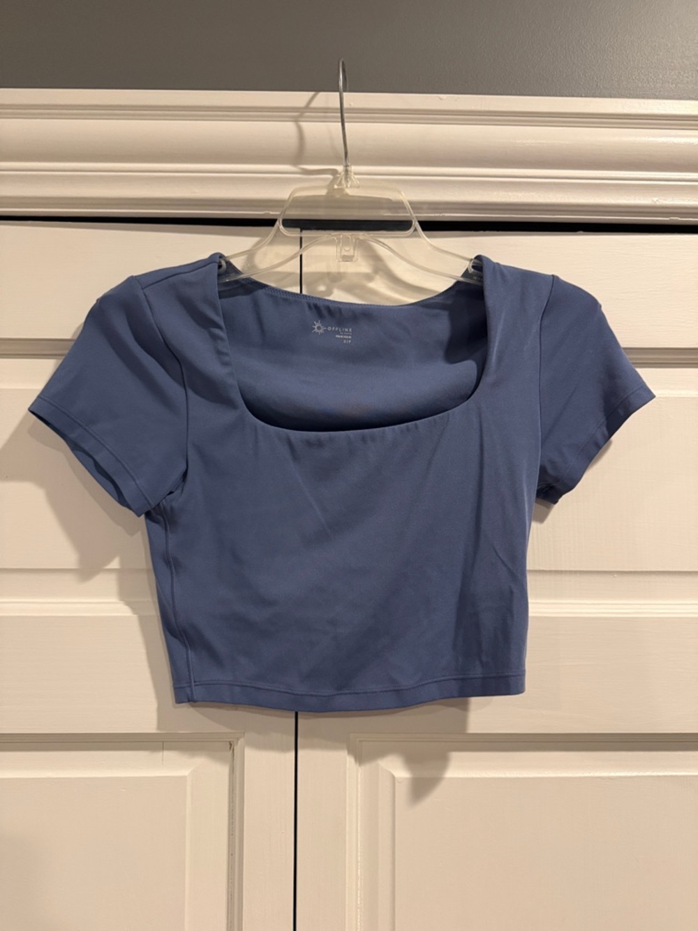 aerie Dusty Blue Square-Neck Cropped Top